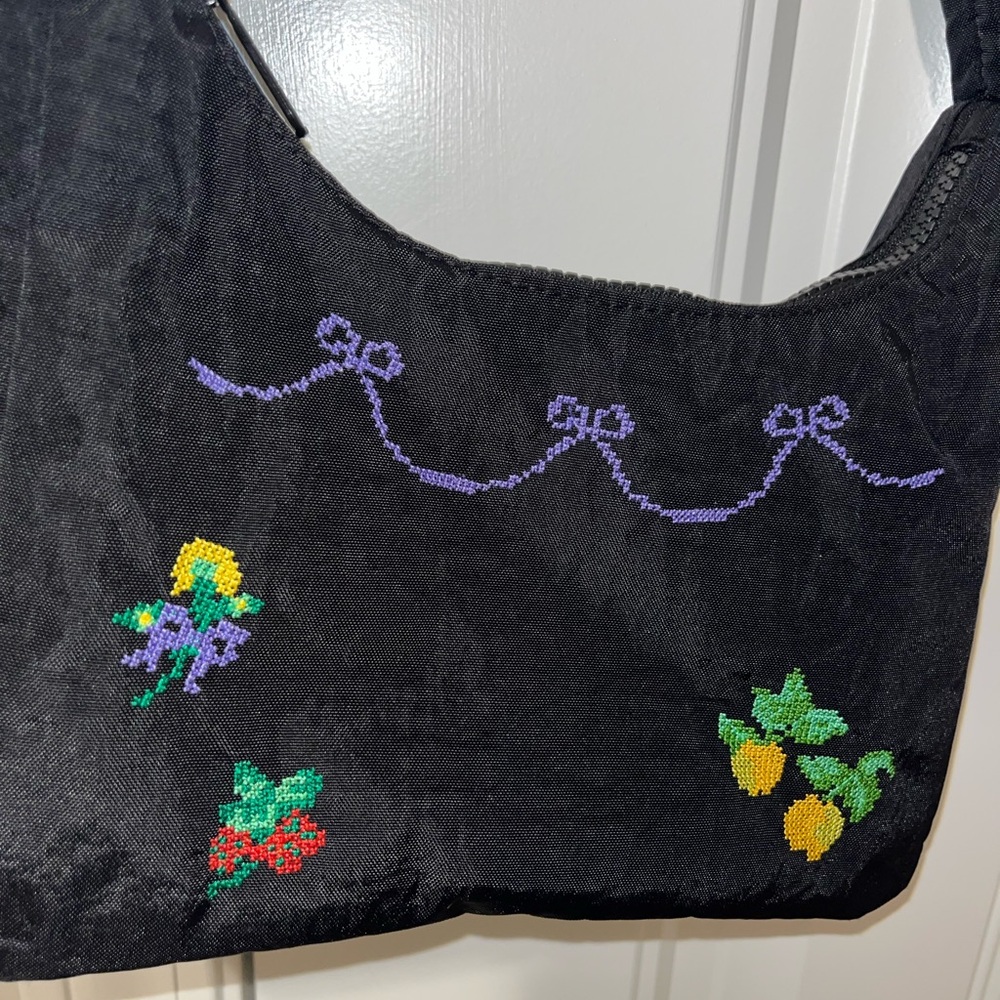 Embroidered Baggu Mini Nylon Shoulder Bag